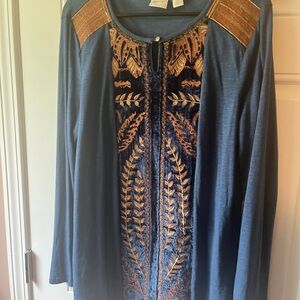 Chico’s Embellished Long Sleeve Blouse